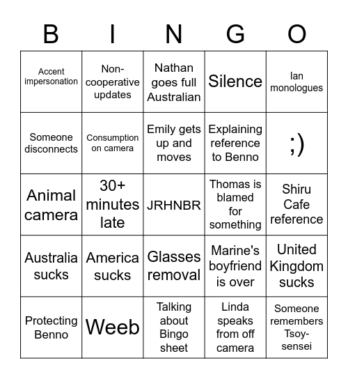 Cat Food 5 Bingo Card