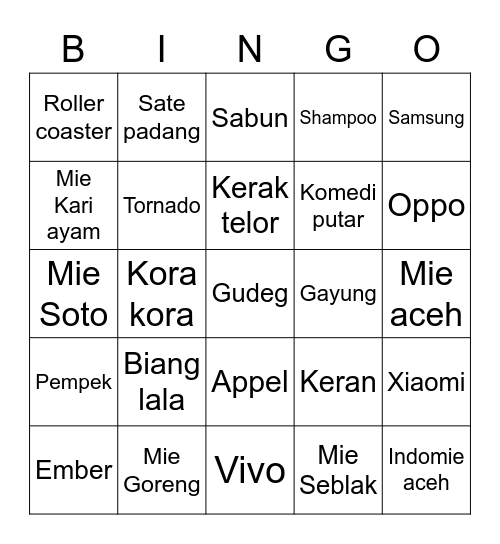 ASTRID Bingo Card