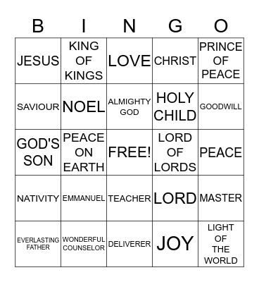 CHRISTMAS BINGO Card
