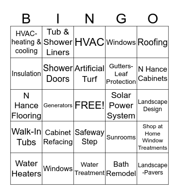 Get It Installed - Free In-Home Consultations! Bingo Card