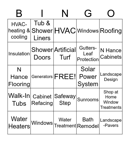 Get It Installed - Free In-Home Consultations! Bingo Card