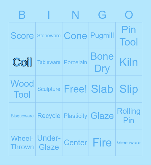 Ceramics Bingo Card