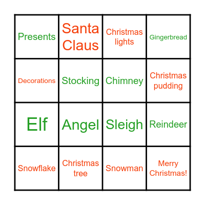 Christmas Bingo! Bingo Card