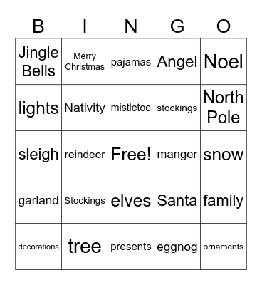 Christmas Bingo Card