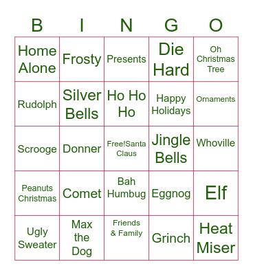 Holiday Bingo Card