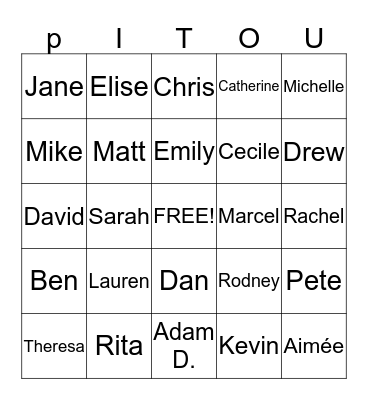Laplante Christmas 2014 Bingo Card