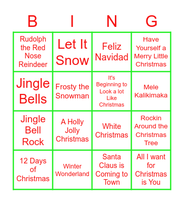 HOLIDAY MUSIC Bingo Card