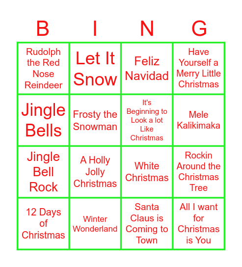 HOLIDAY MUSIC Bingo Card