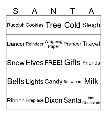 Christmas Bing Bingo Card