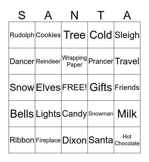 Christmas Bing Bingo Card