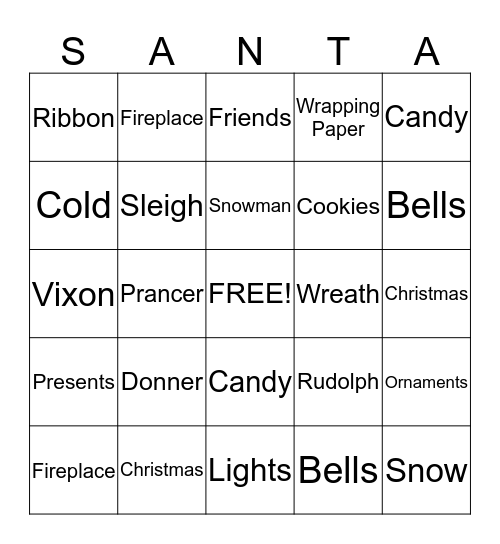 Christmas Bing Bingo Card