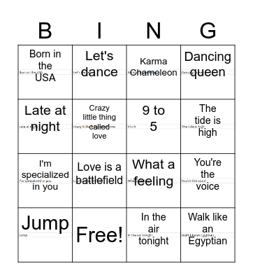 Vriendenbingo Ronde 1 Eigthies Bingo Card