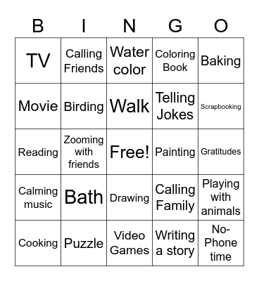 Self Care Bingo Card