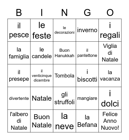 Tombola Natale/Le Feste Bingo Card