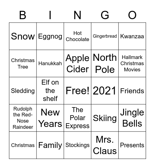 Holiday Bingo Card