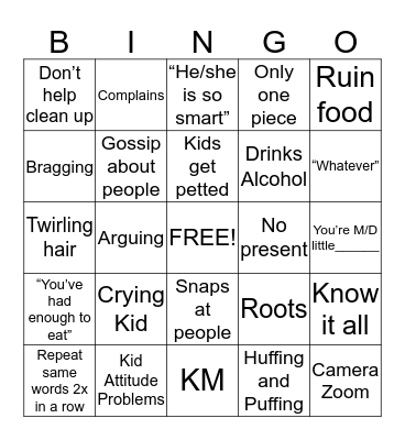Griswald Family Christmas Bingo Card