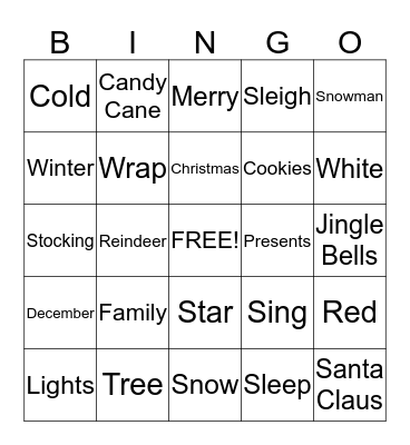 Christmas Bingo Card