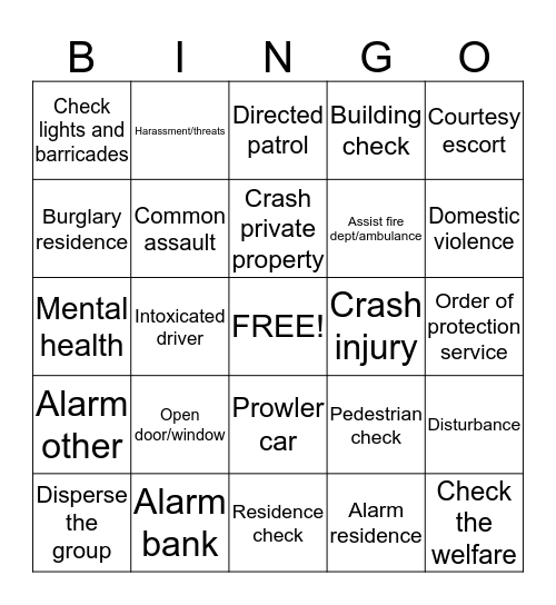 Dispatch Bingo Card