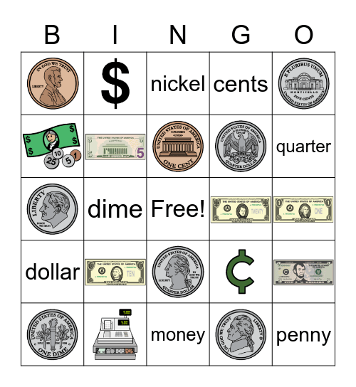 MONEY Bingo Card