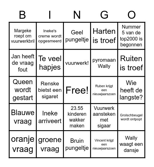 Oud & Nieuw Bingo Card