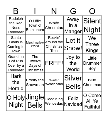 Christmas Song BINGO! Bingo Card