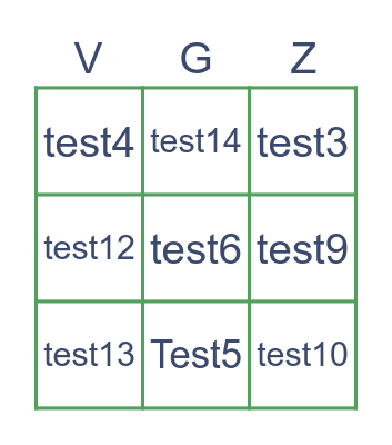 Bingo V&V Bingo Card