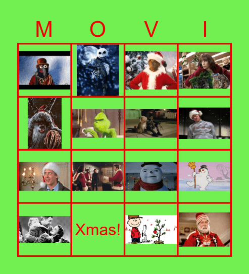 Christmas Movies Bingo Card