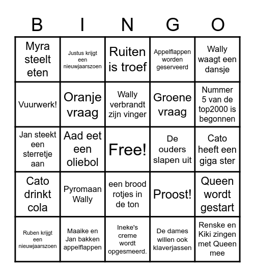 Oud & Nieuw Bingo Card