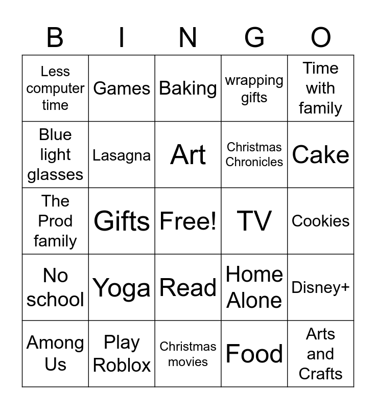 Untitled Bingo Card - roblox b lasagna