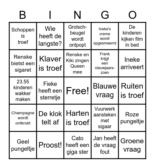 Oud & Nieuw Bingo Card