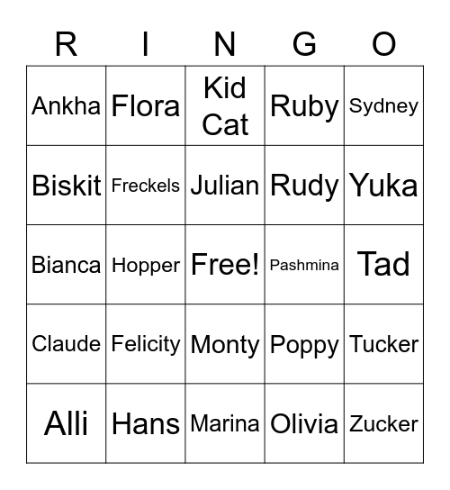 Livs Ringo Rat Card Bingo Card