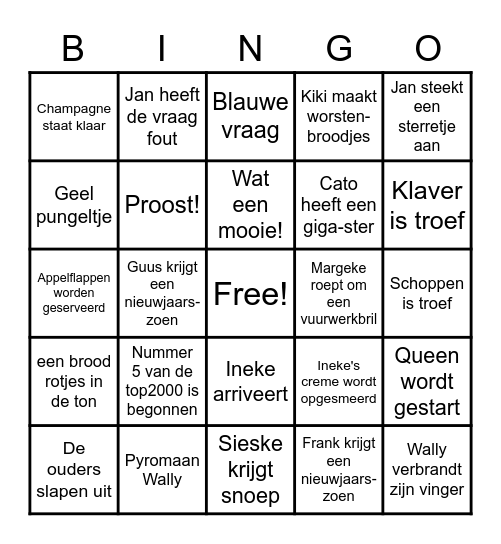 Oud & Nieuw Bingo Card