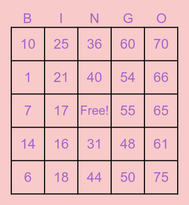 Untitled Bingo Card