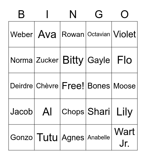 Animal Crossing Bingo Card