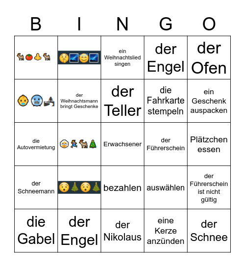 Frohe Weihnachten Bingo Card