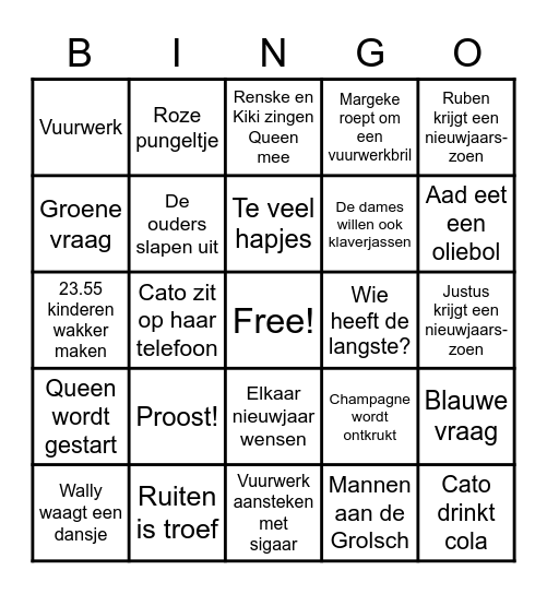 Oud & Nieuw Bingo Card