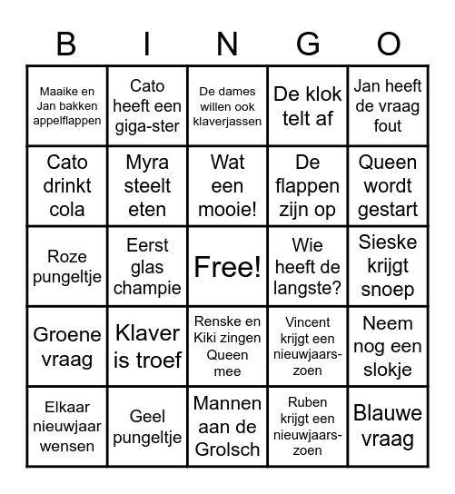 Oud & Nieuw Bingo Card