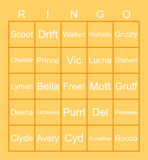 RINGOOOOOOOO Bingo Card