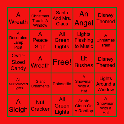 Christmas Light Hunt Bingo Card