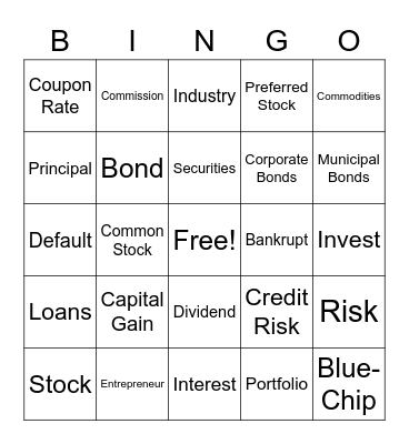 Investing Bingo Card