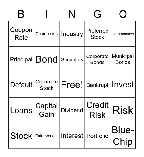 Investing Bingo Card