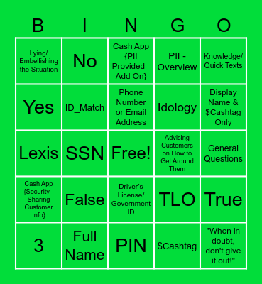 Cash Voice PII/P0 Bingo Card