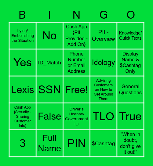 Cash Voice PII/P0 Bingo Card