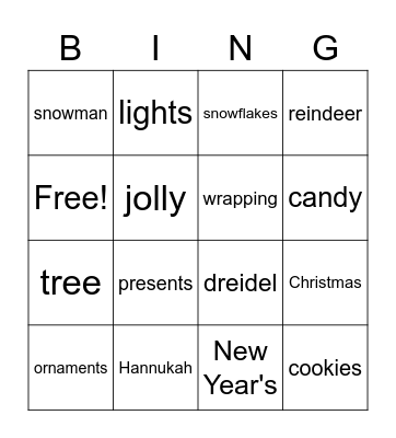 Winter Bingo Card