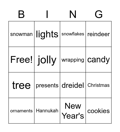 Winter Bingo Card