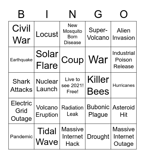 2020 Apocalypse Bingo Card