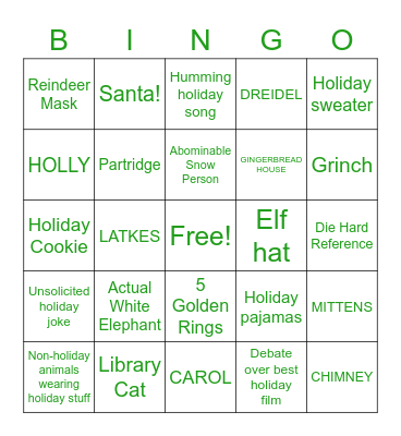 Holiday Bingo Card