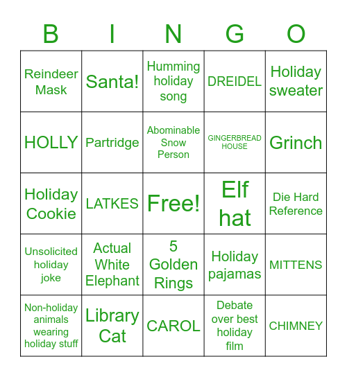 Holiday Bingo Card