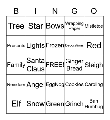 Christmas Bingo Card