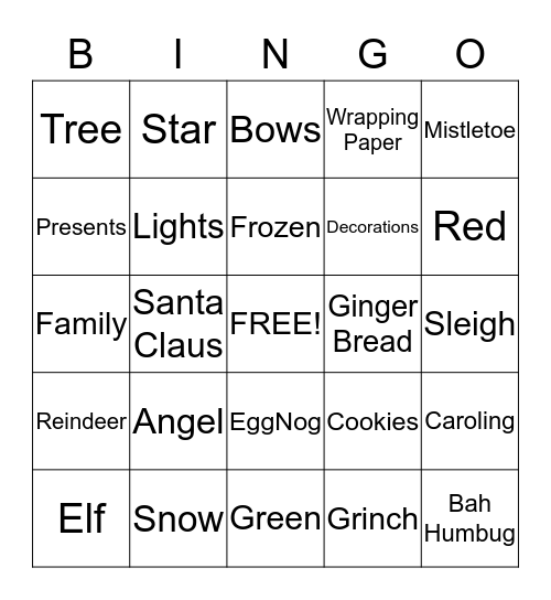 Christmas Bingo Card